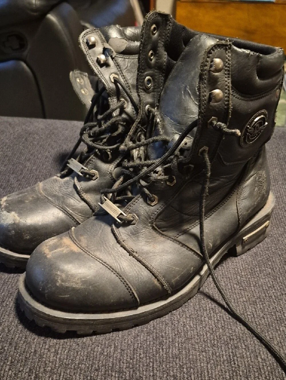 Harley-Davidson Men's Black Leather Lace-Up Work Boots